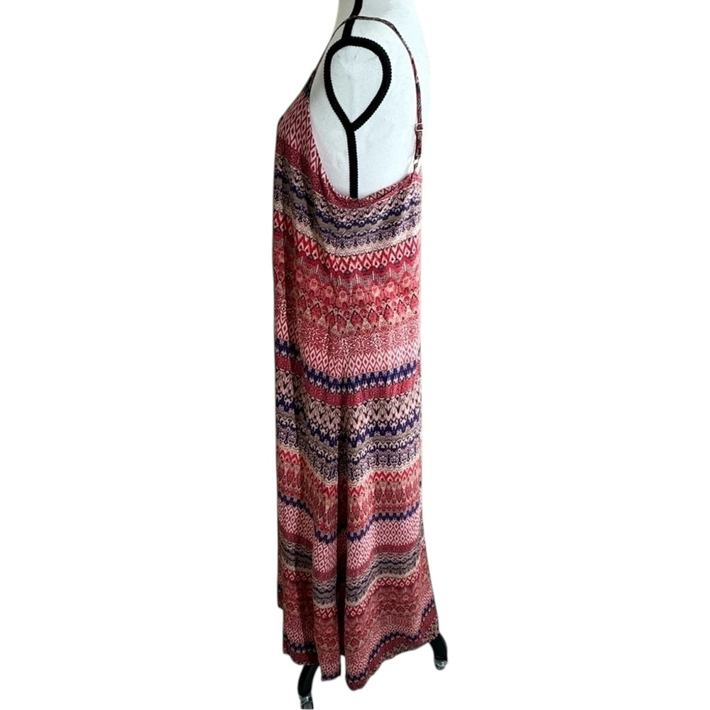 Marina Luna Maxi Dress S Red Boho Spaghetti Strap Summer Beach Cottage Vacation - Picture 4 of 10